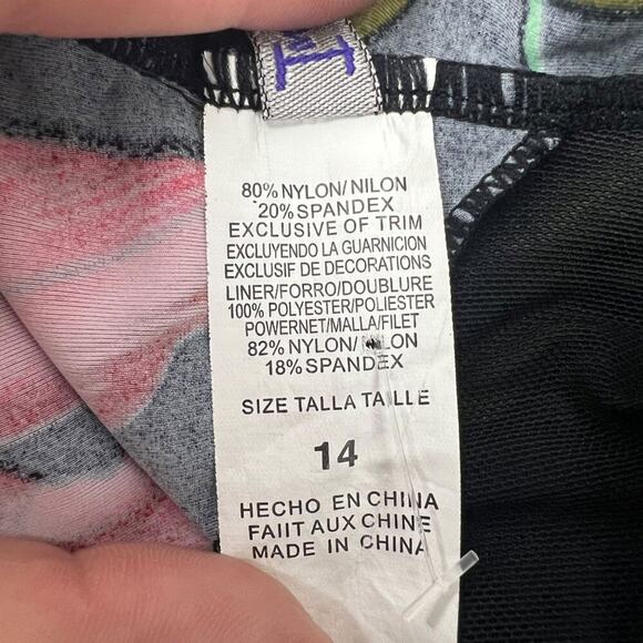 Indigo Bay Red Floral One Piece Sarong Front Swimsuit Womens Size 14 - Picture 5 of 7